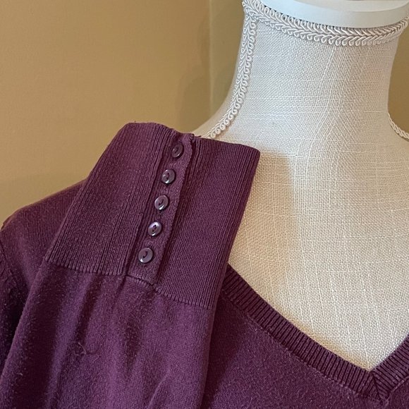 ✨HP✨ H&M Basic V-neck Sweater - Burgundy - Picture 3 of 4